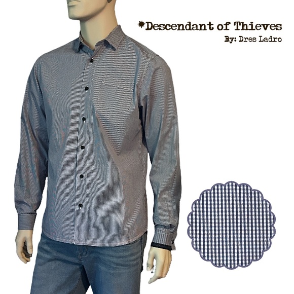 Descendant of Thieves Des Ladro Shirt 100% Cotton Micro Gingham Check Excellent - Picture 1 of 15